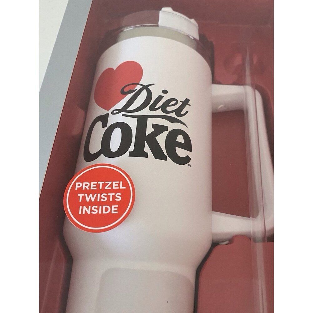 I Love DIET COKE 40 Oz Stainless Steel TUMBLER TRAVEL CUP W/STRAW Gift Box NEW - Picture 11 of 11
